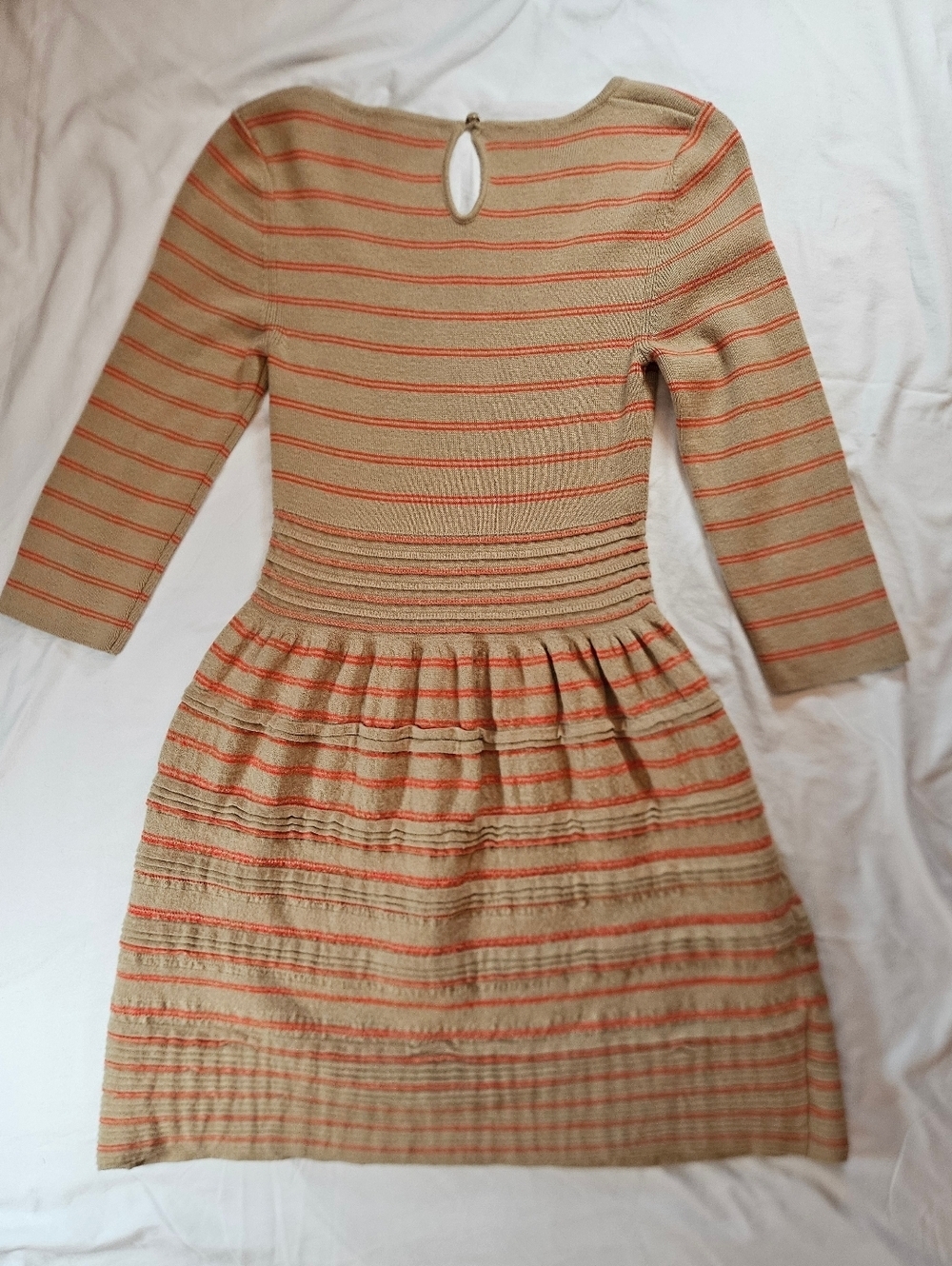 Anthropologie Womens Tan And Orange Striped Elodie Sweater Dress Size Small - Picture 12 of 15